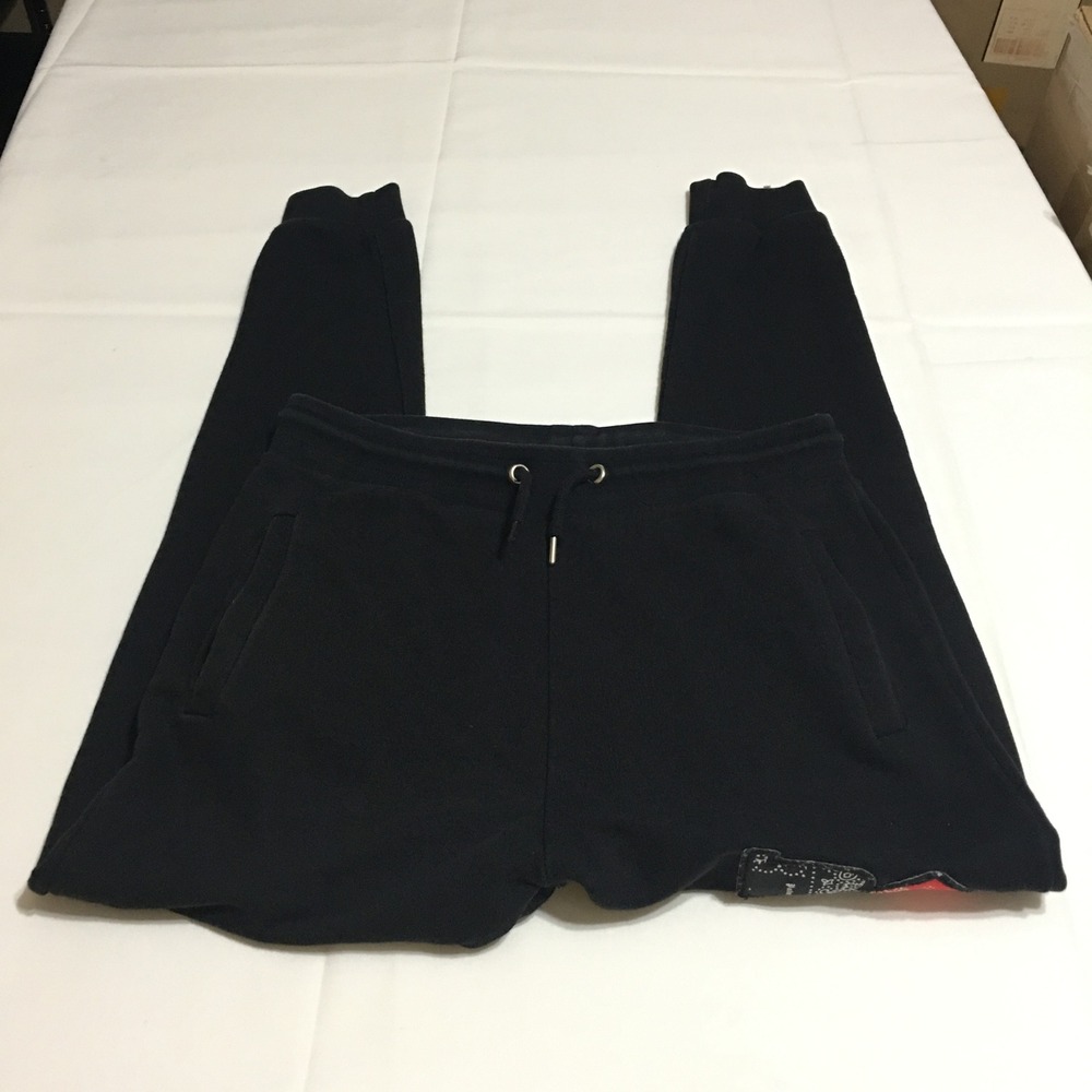 Palm Angels Jogger Sweatpants Mens Large Black Bandana Patch Logo